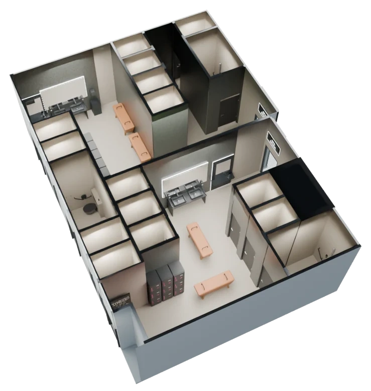 Maquette de l’espace Vestiaires